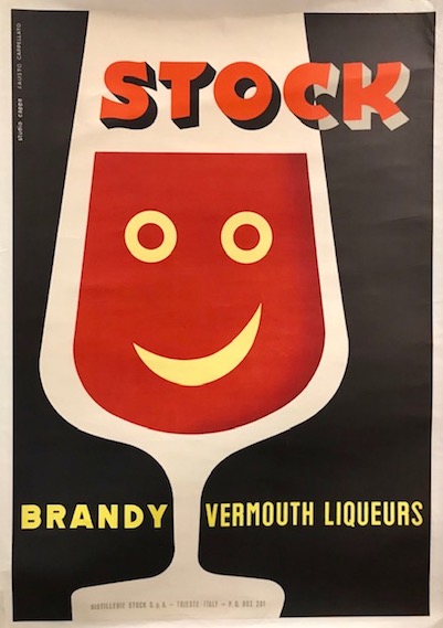 Fausto, Studio Cappa Cappellato Stock. Brandy Vermouth Liqueurs 1950 ca. Trieste La Editoriale Libraria S.p.A. per Distillerie Stock 